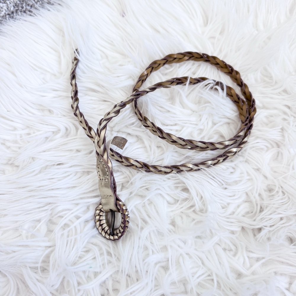Braided Gold Woven Belt Round Buckle